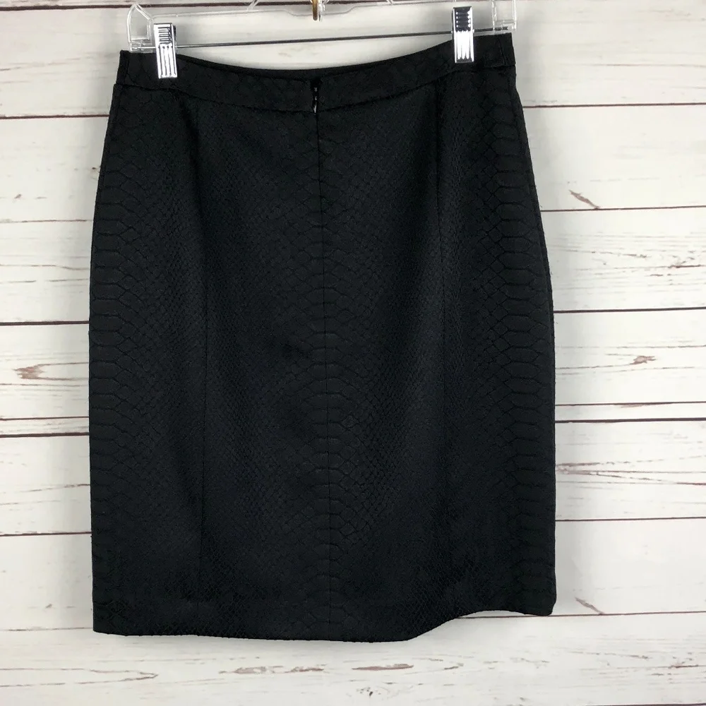 Catherine Malandrino Black Snakeskin print Skirt 6